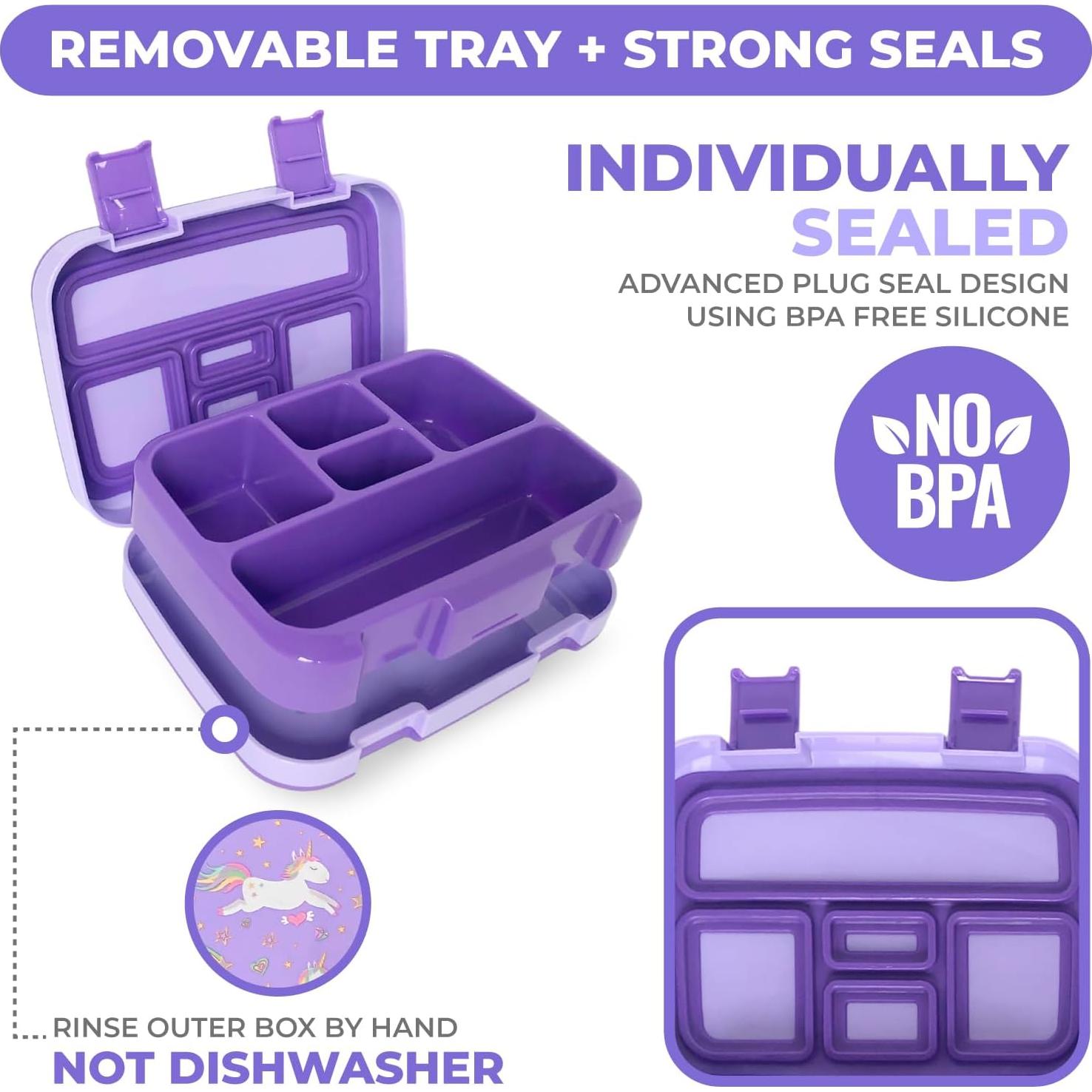 Lonchera Bento Kinsho Unicornio Púrpura 5 Secciones Sin BPA