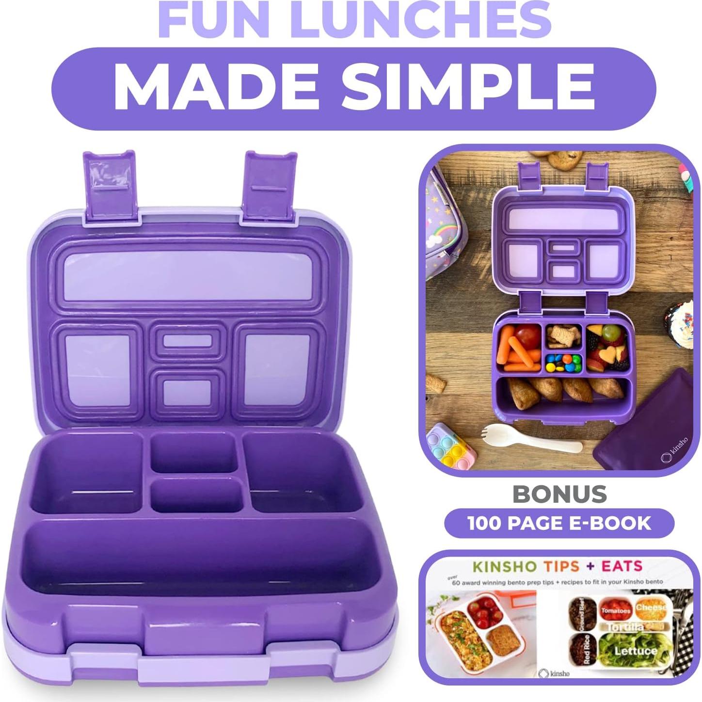 Lonchera Bento Kinsho Unicornio Púrpura 5 Secciones Sin BPA