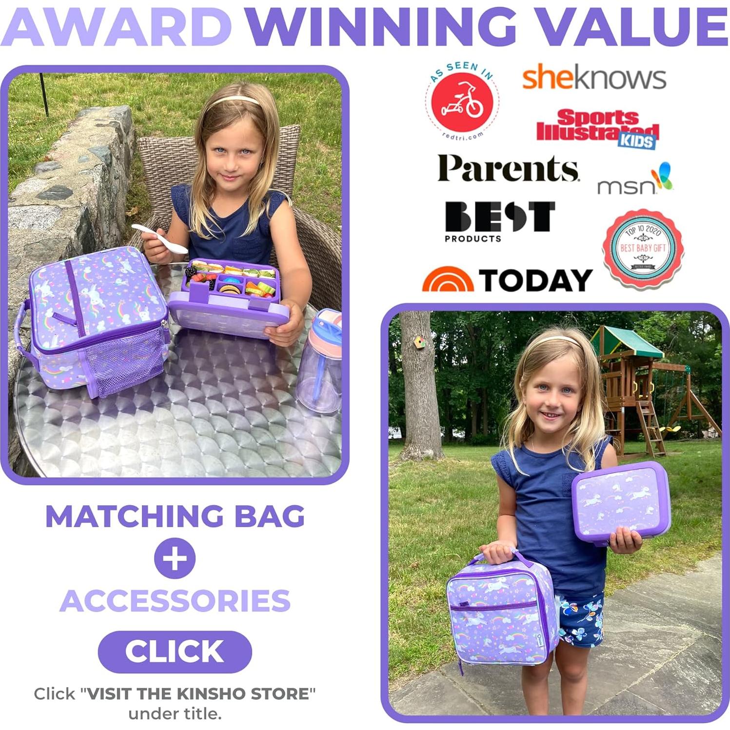 Lonchera Bento Kinsho Unicornio Púrpura 5 Secciones Sin BPA