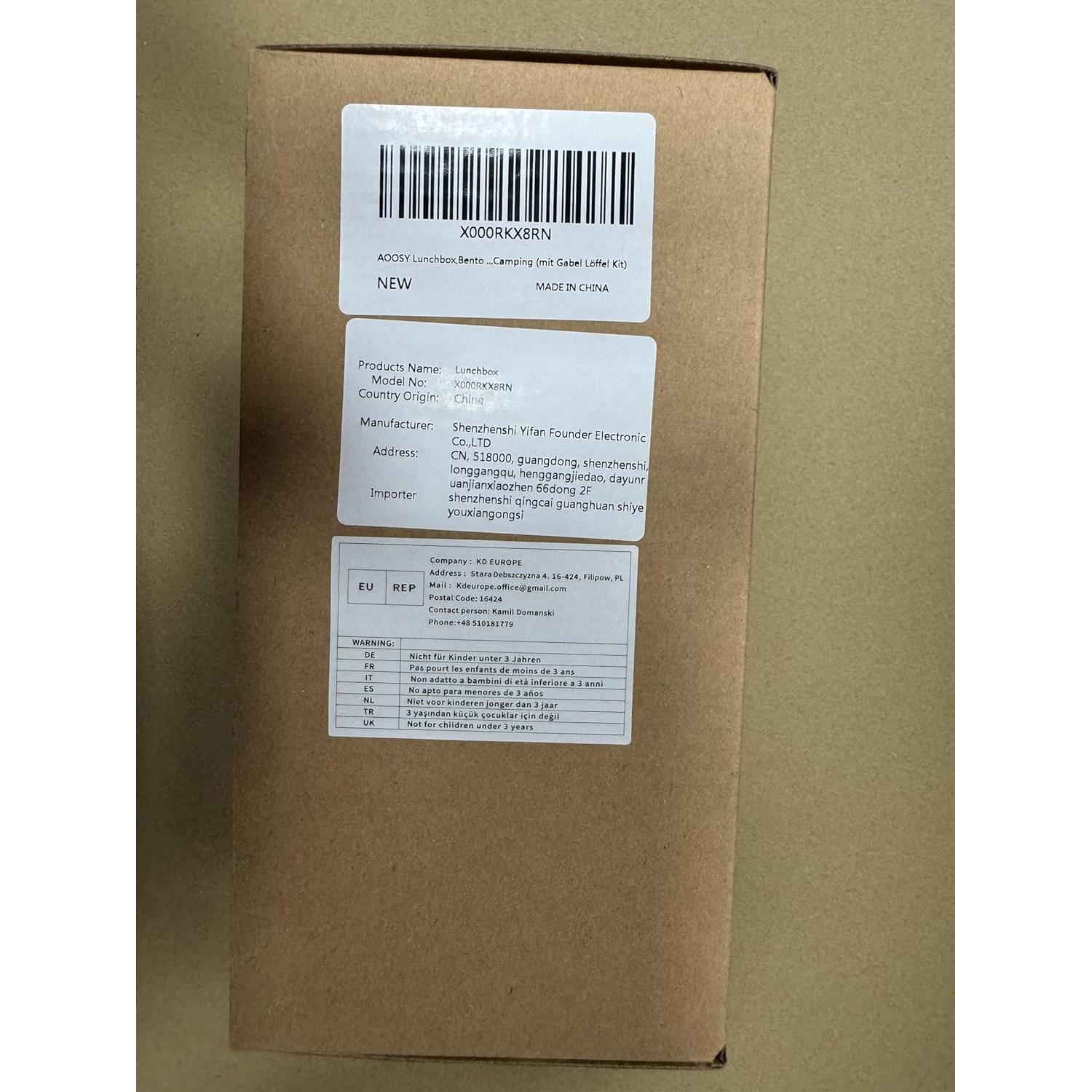 Caja Bento de Madera AOOSY 400ml con Cuchara y Tenedor