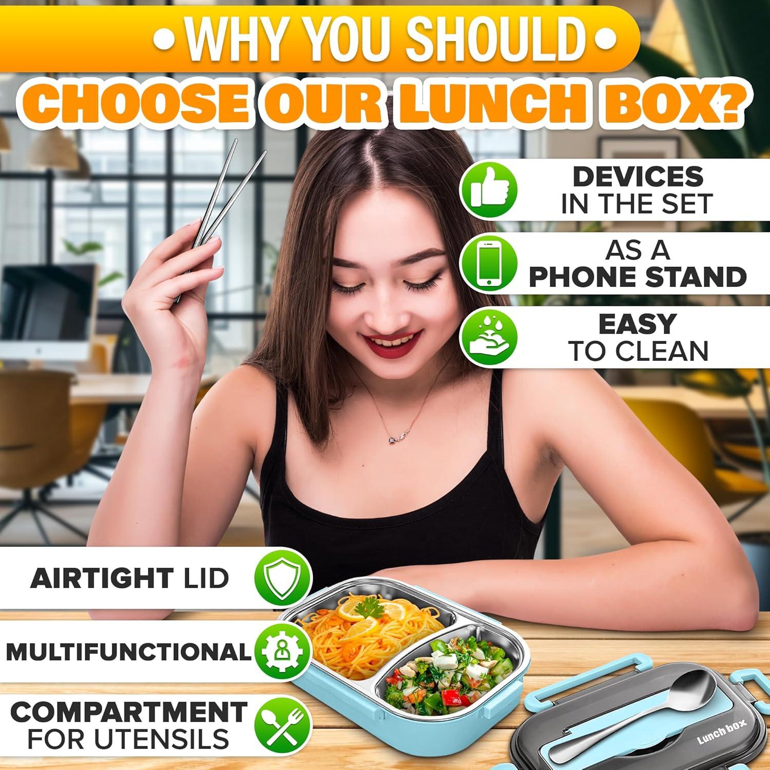 Caja de Almuerzo Aislada LIBERHAUS Azul 1.37L 2 Compartimentos