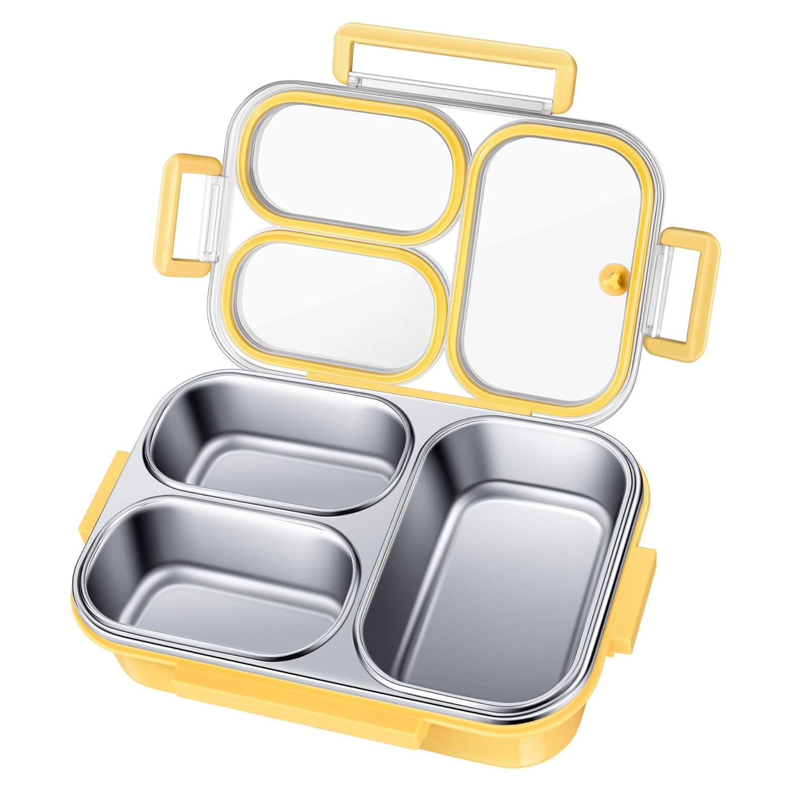 Caja de Almuerzo KTKUDY de Acero Inoxidable 750 ml Amarillo