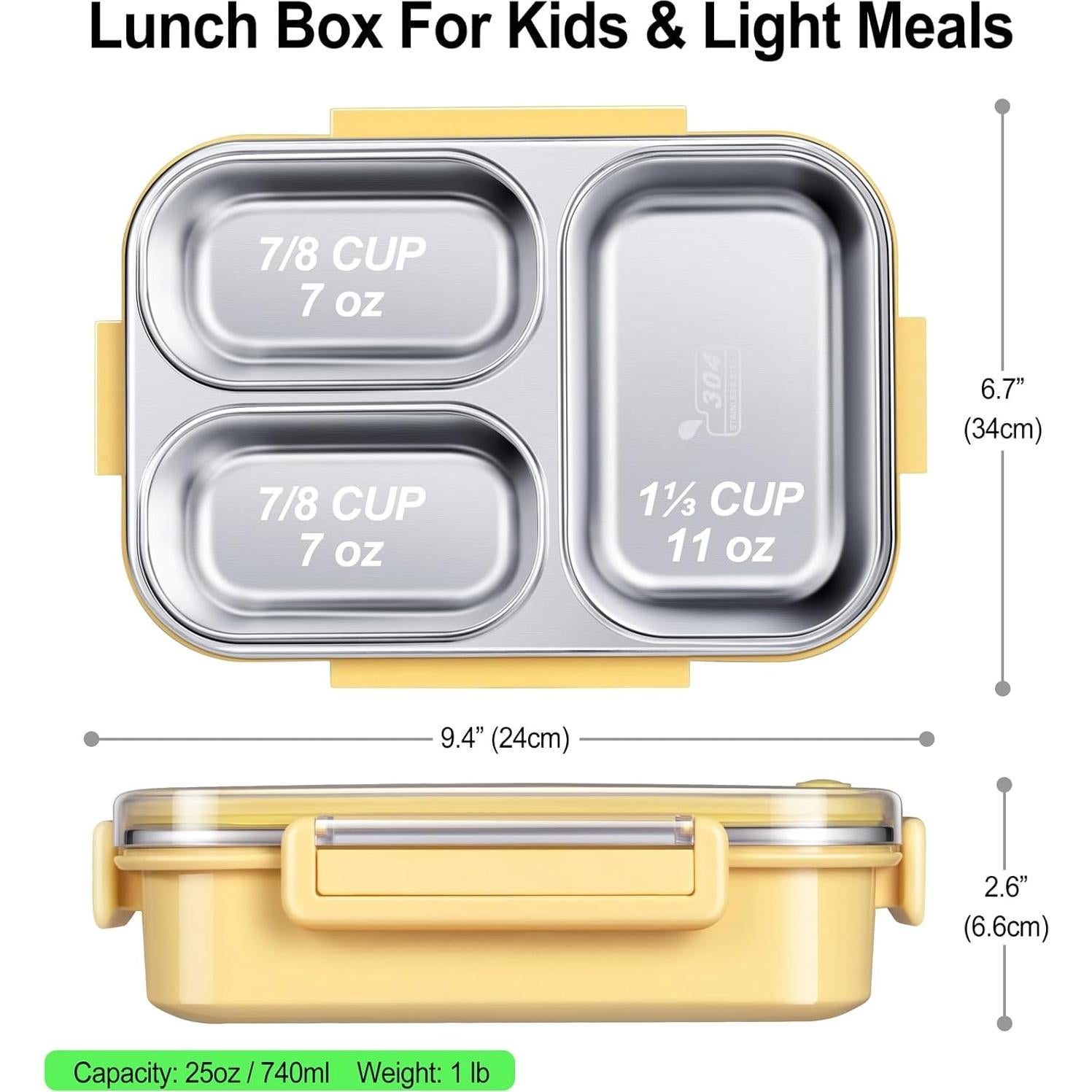 Caja de Almuerzo KTKUDY de Acero Inoxidable 750 ml Amarillo