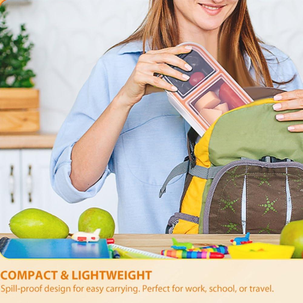 Contenedor de Snack Acero Inoxidable Etvski Naranja 3 Compartimentos