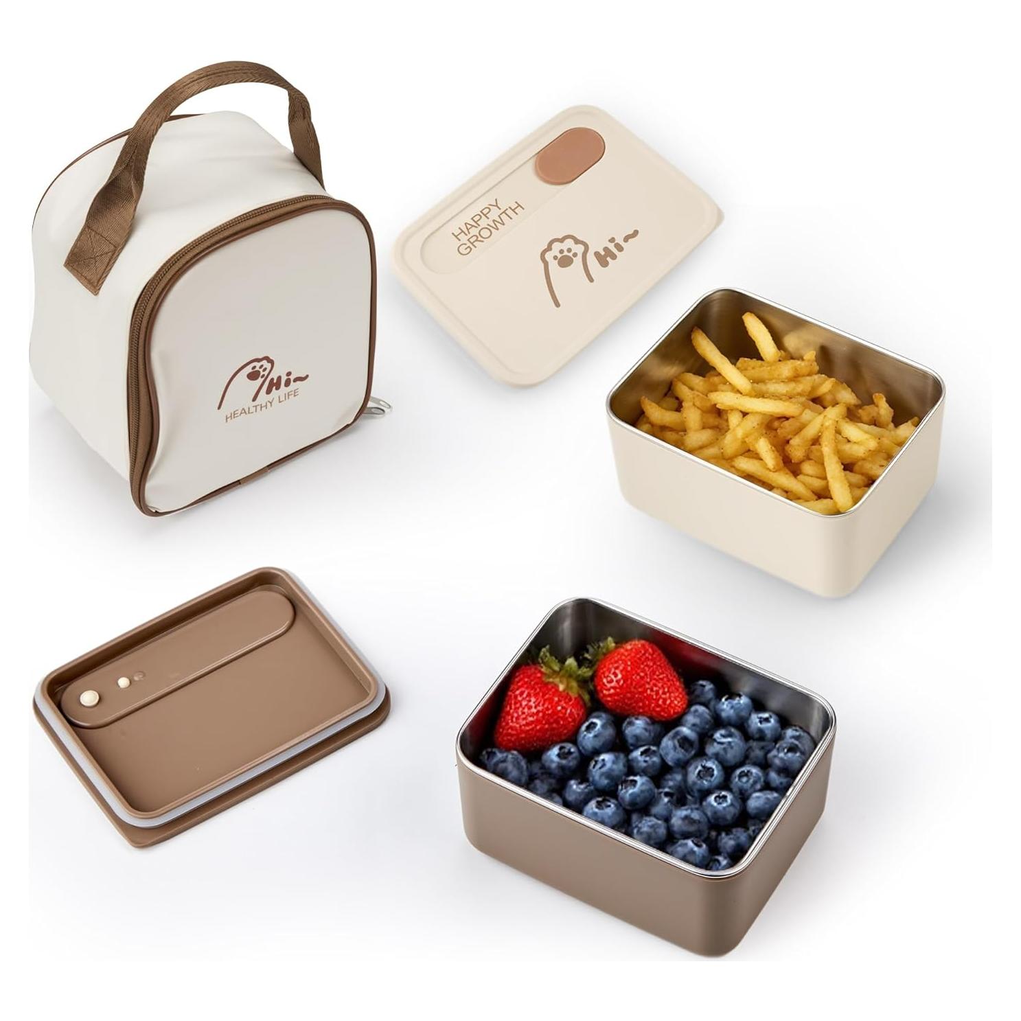 Cajas Bento de Acero Inoxidable MINSEAD - 1.4L, 2 Unidades