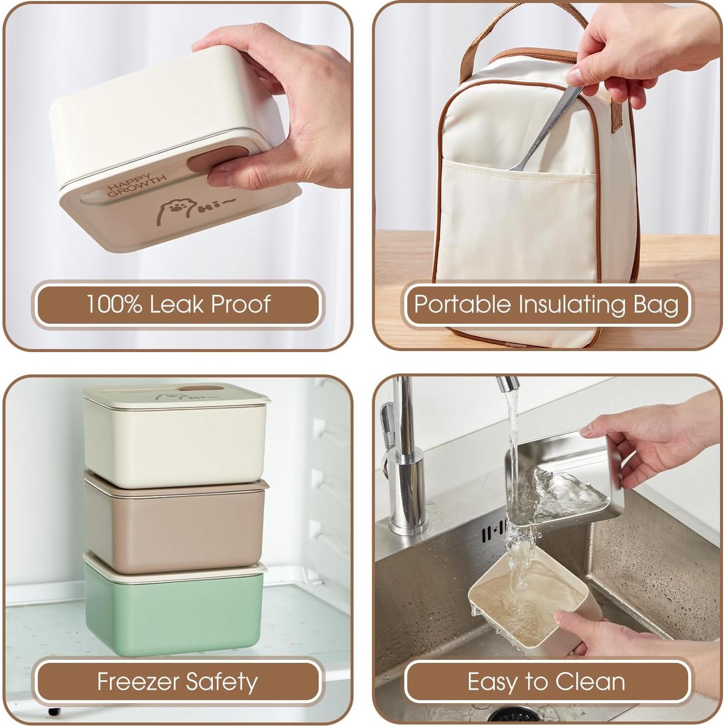 Cajas Bento de Acero Inoxidable MINSEAD - 1.4L, 2 Unidades