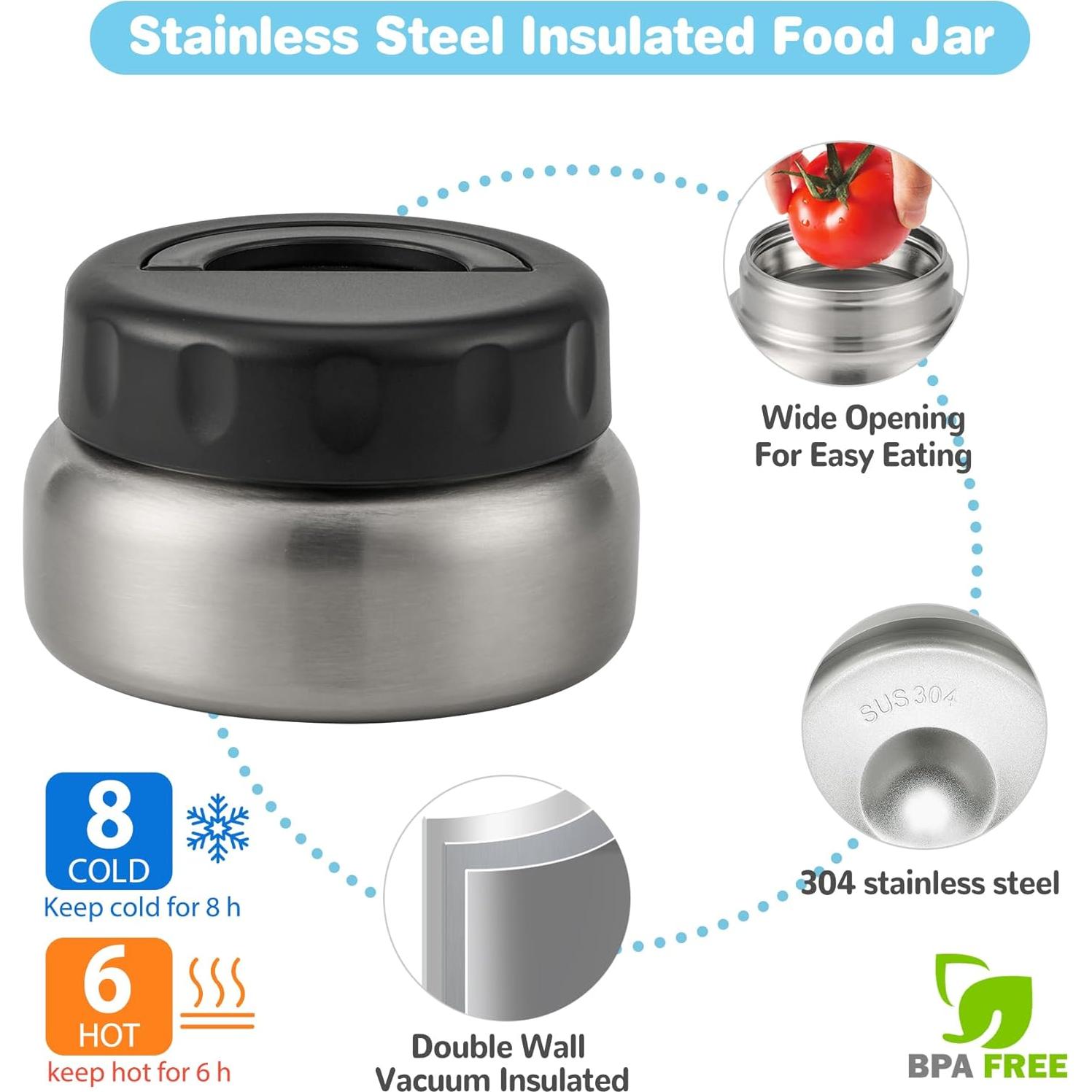 Caja de Almuerzo Bento BABHAMNESS con Termo Aislado 1600 ml