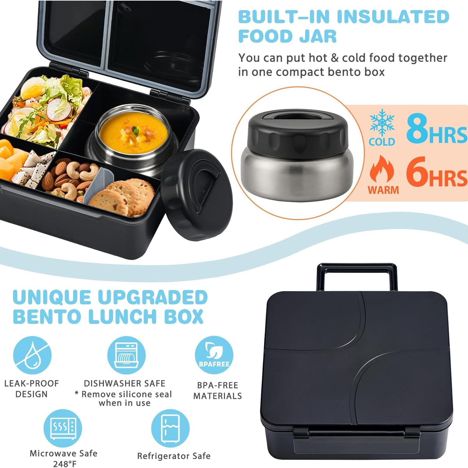 Caja de Almuerzo Bento BABHAMNESS con Termo Aislado 1600 ml