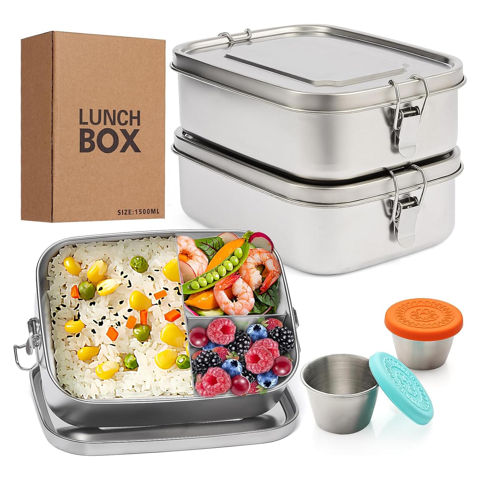 Contenedor de Almuerzo Acero Inoxidable LEEPENK 1500ML 3 Compartimentos