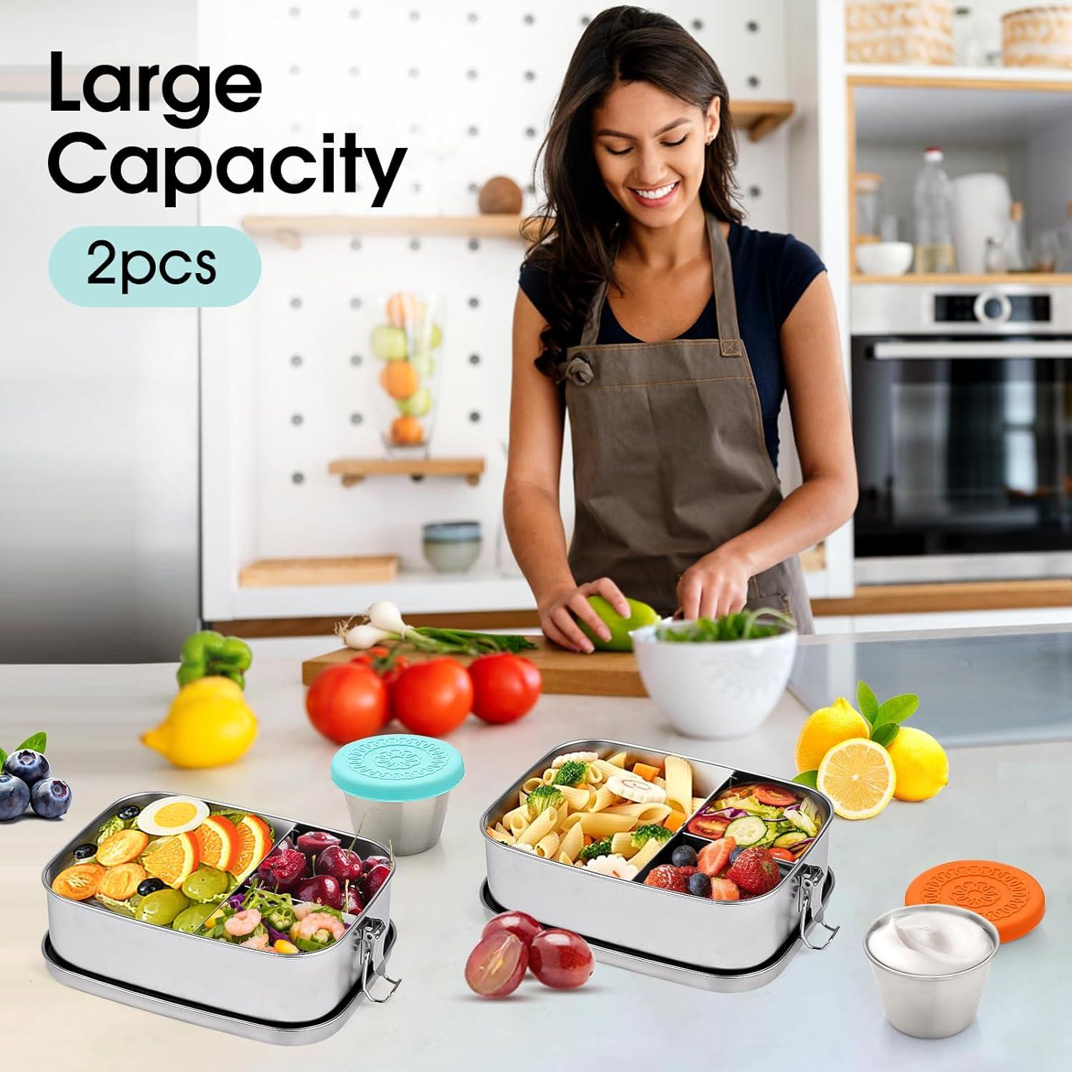 Contenedor de Almuerzo Acero Inoxidable LEEPENK 1500ML 3 Compartimentos