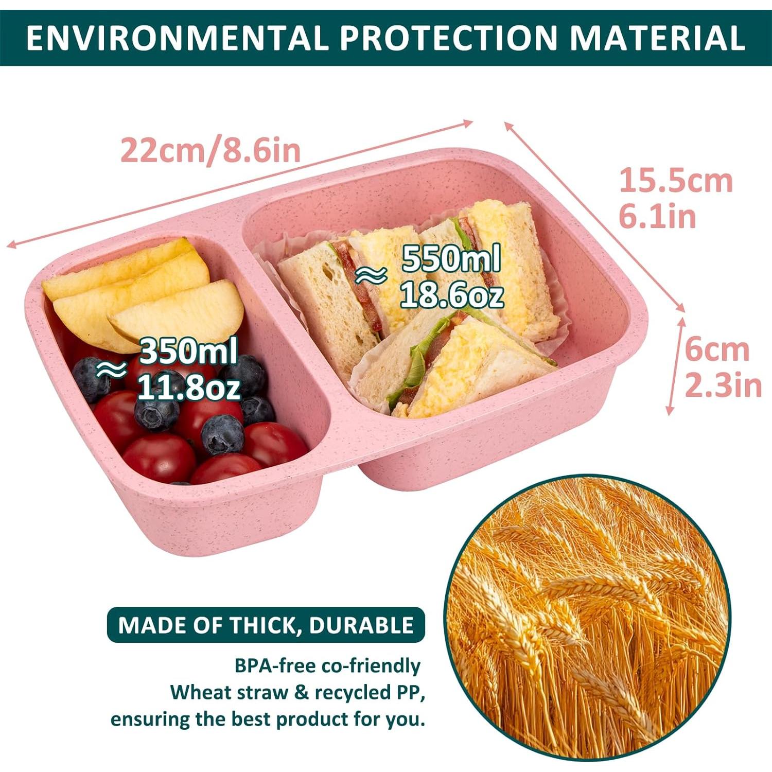 Caja de Almuerzo Bento 2 Compartimentos Annaklin 0.9L 5 Piezas