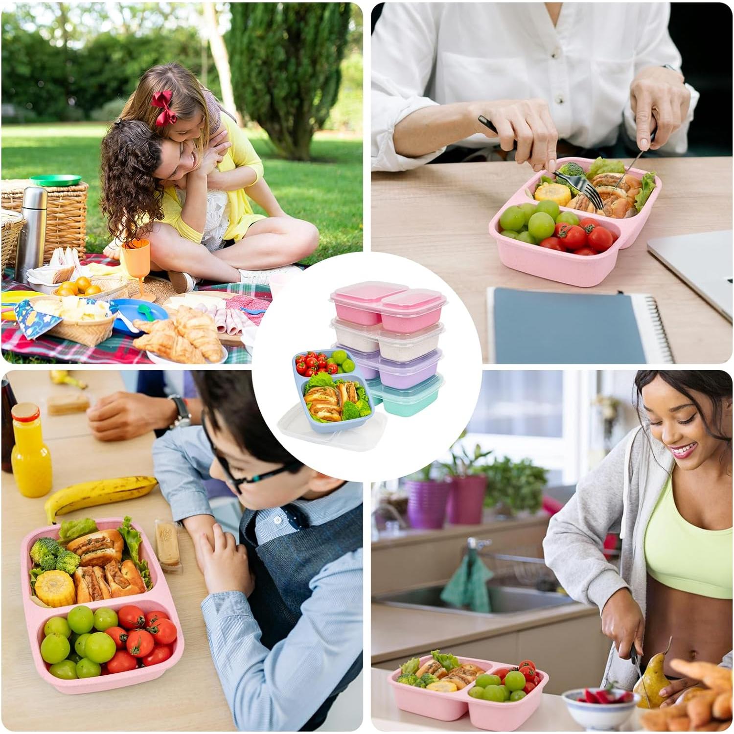 Caja de Almuerzo Bento 2 Compartimentos Annaklin 0.9L 5 Piezas