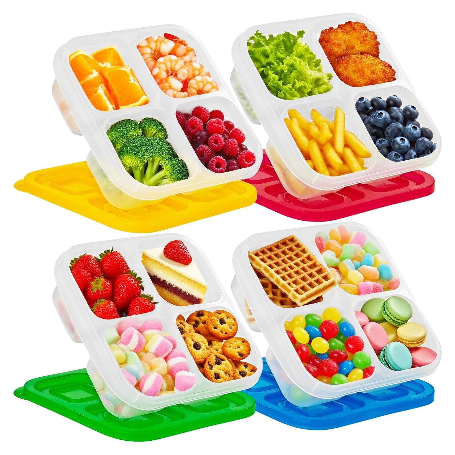Paquete de 10 Cajas Bento Reutilizables Irrmshr 4 Compartimentos