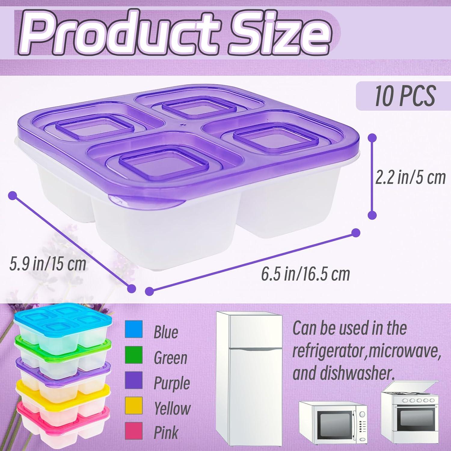 Paquete de 10 Cajas Bento Reutilizables Irrmshr 4 Compartimentos