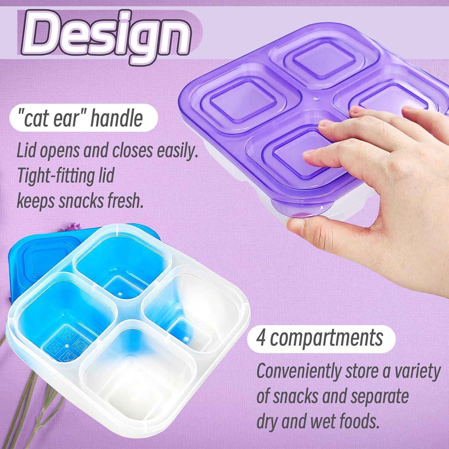 Paquete de 10 Cajas Bento Reutilizables Irrmshr 4 Compartimentos