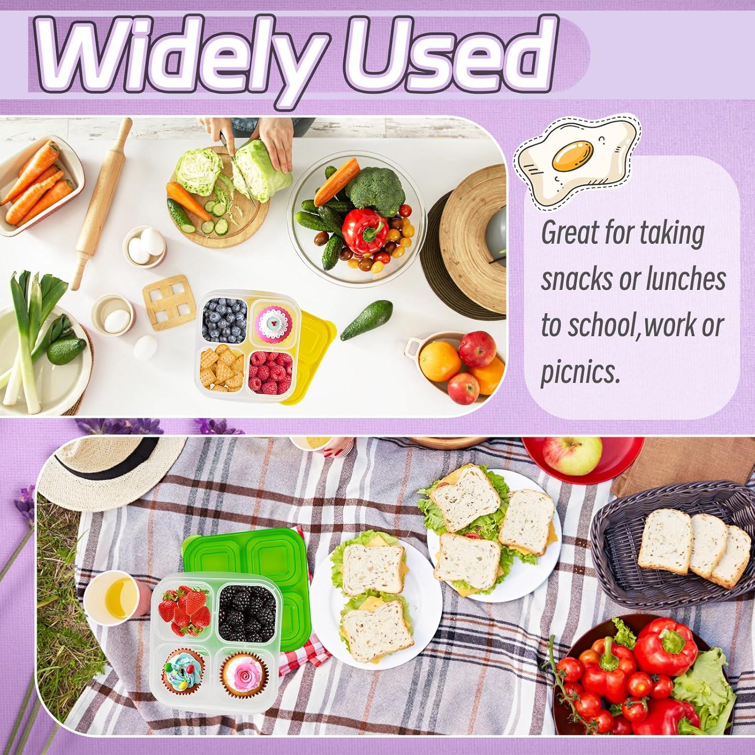 Paquete de 10 Cajas Bento Reutilizables Irrmshr 4 Compartimentos