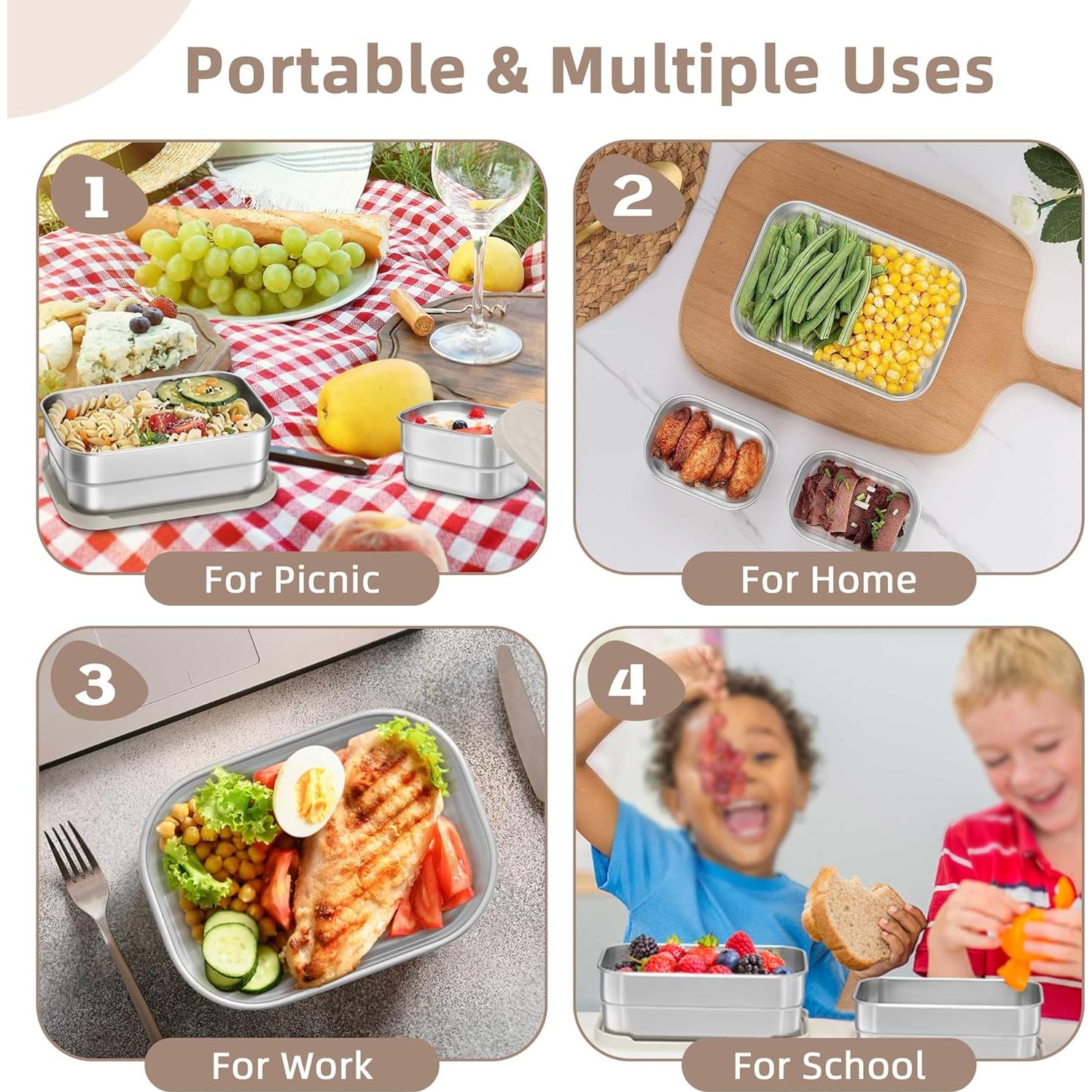 Contenedores de Almuerzo Acero Inoxidable HaWare 3 Piezas Caqui