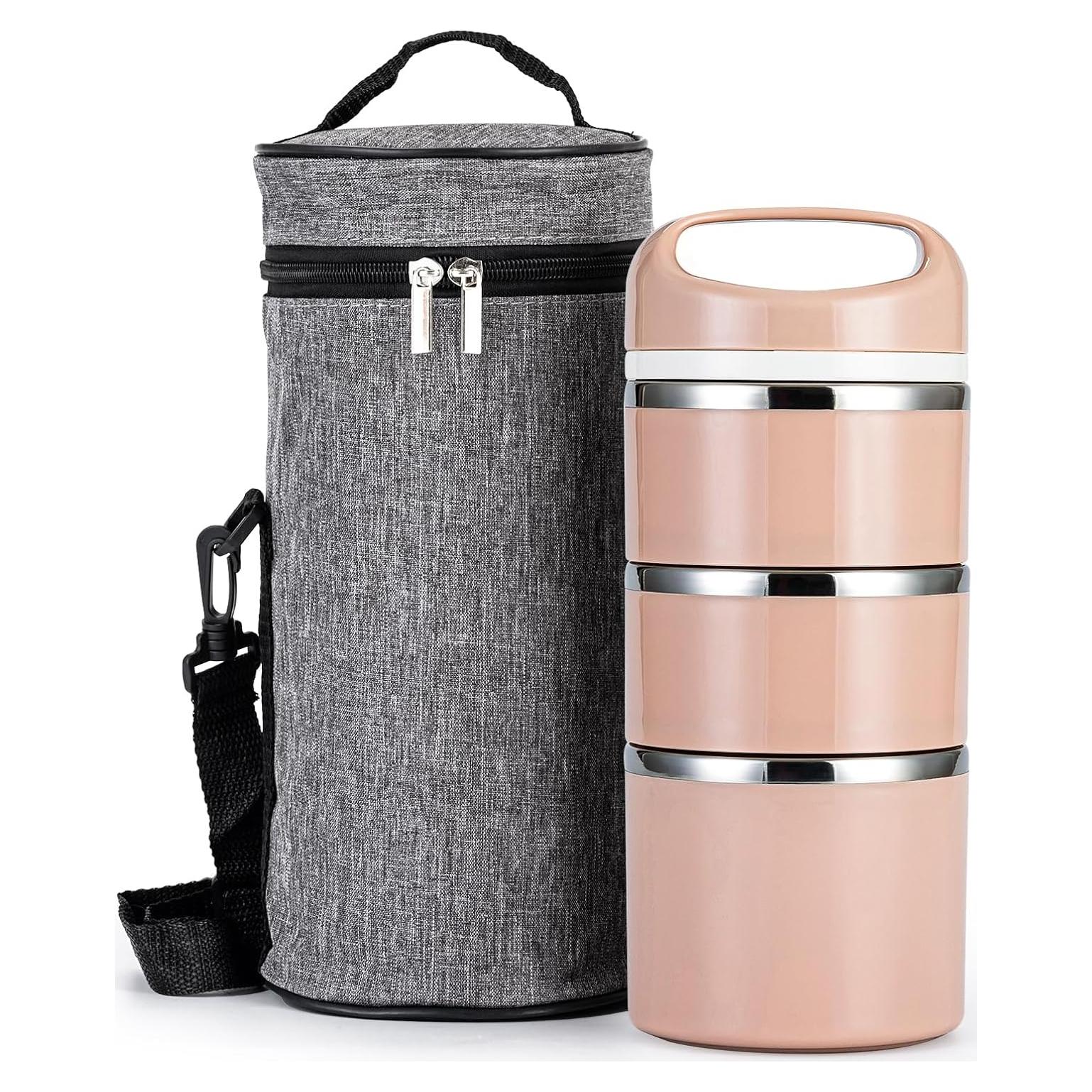 Caja de Almuerzo Apilable Lille Home 3 Niveles Acero Inoxidable