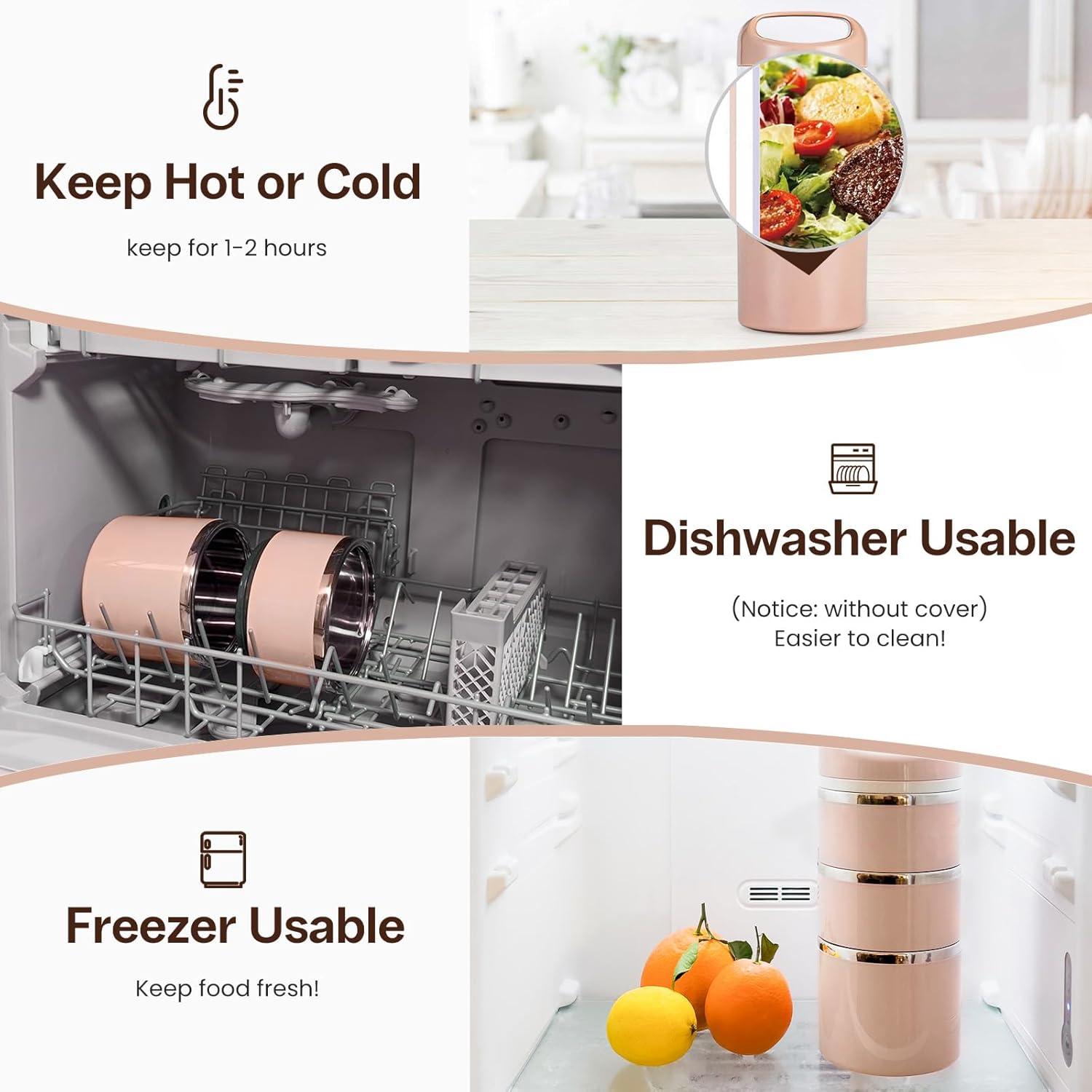 Caja de Almuerzo Apilable Lille Home 3 Niveles Acero Inoxidable