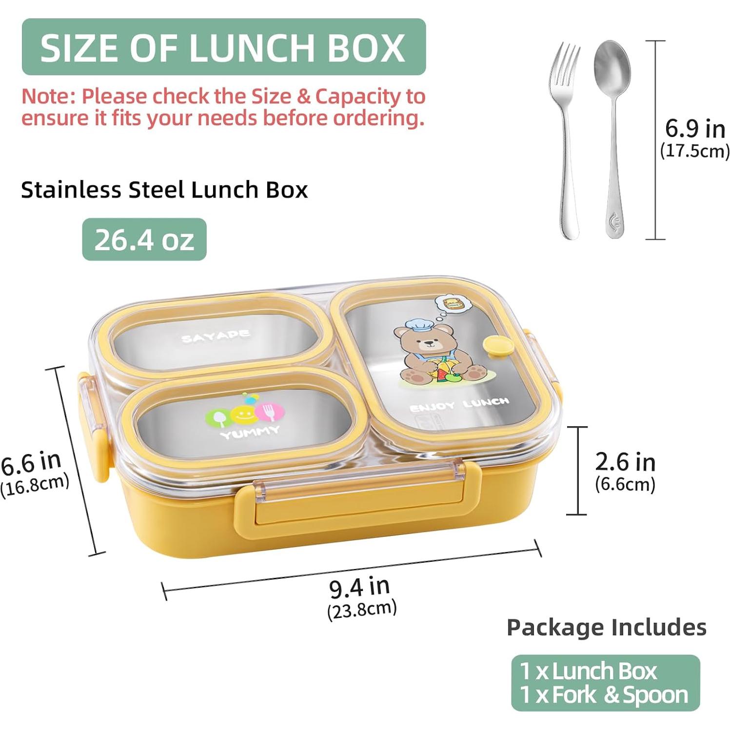 Caja de Almuerzo Bento SAYAPE Amarillo 3 Compartimentos 0.75 L