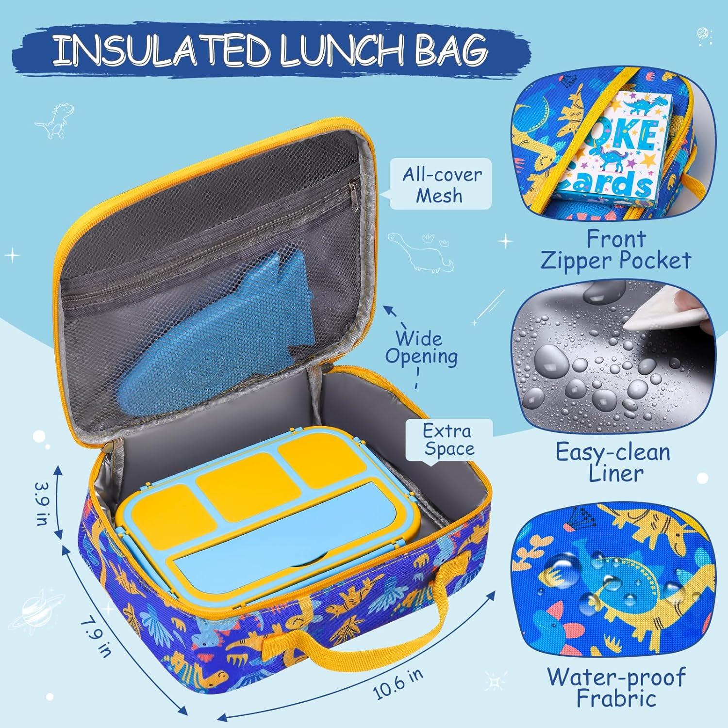 Caja de Almuerzo QQKO Dinosaurio 1200ml con Bolsa Aislada