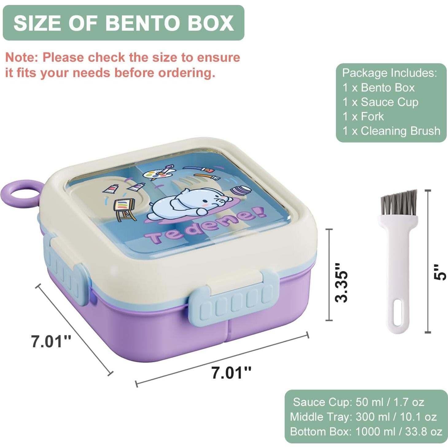 Caja Bento SAYAPE Púrpura 2 Capas 3 Compartimentos 1000ml
