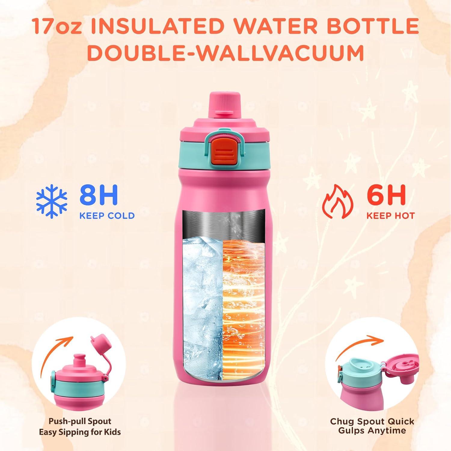 Caja de Almuerzo Bento JXXM Rosa con Termo 0.23L y Bolsa