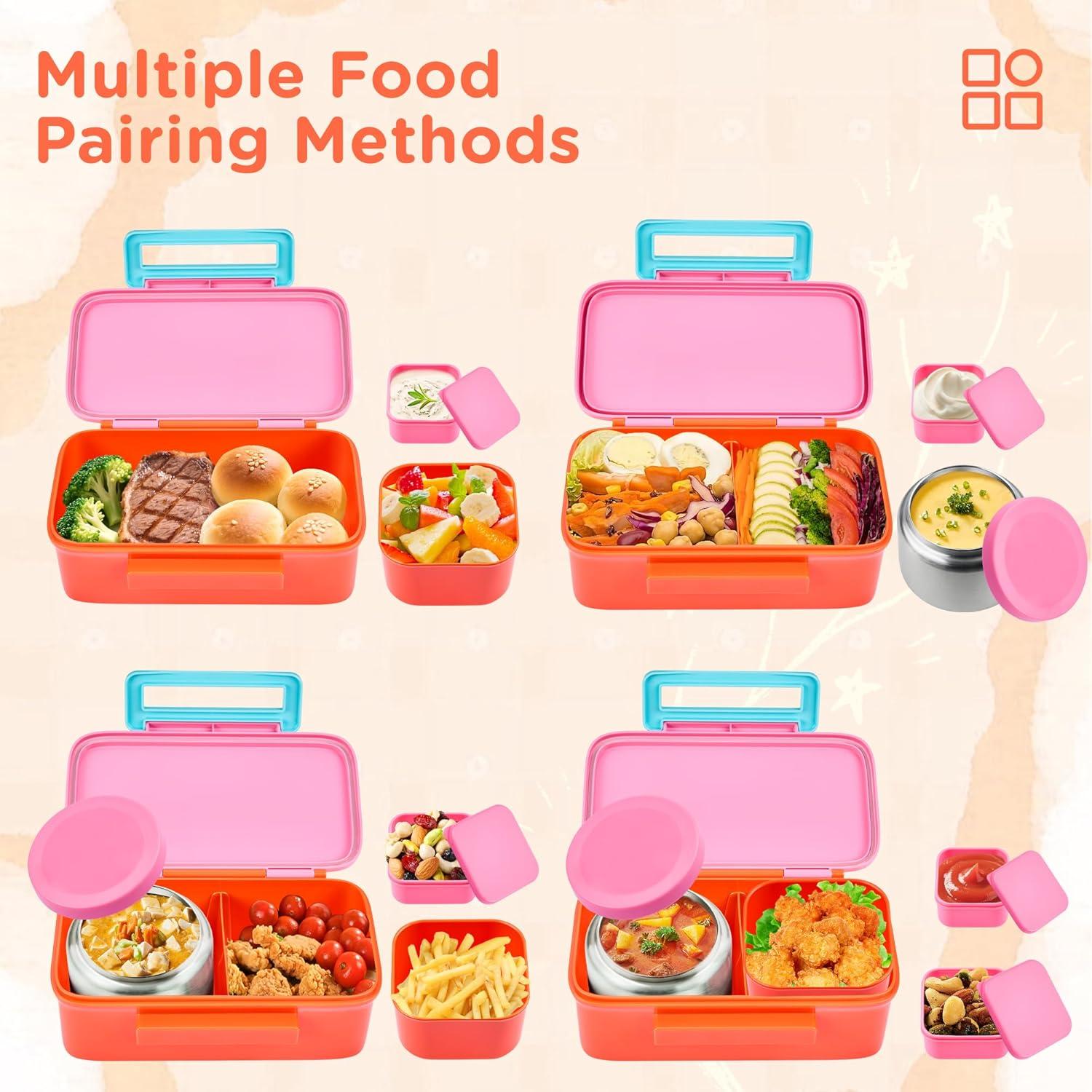 Caja de Almuerzo Bento JXXM Rosa con Termo 0.23L y Bolsa