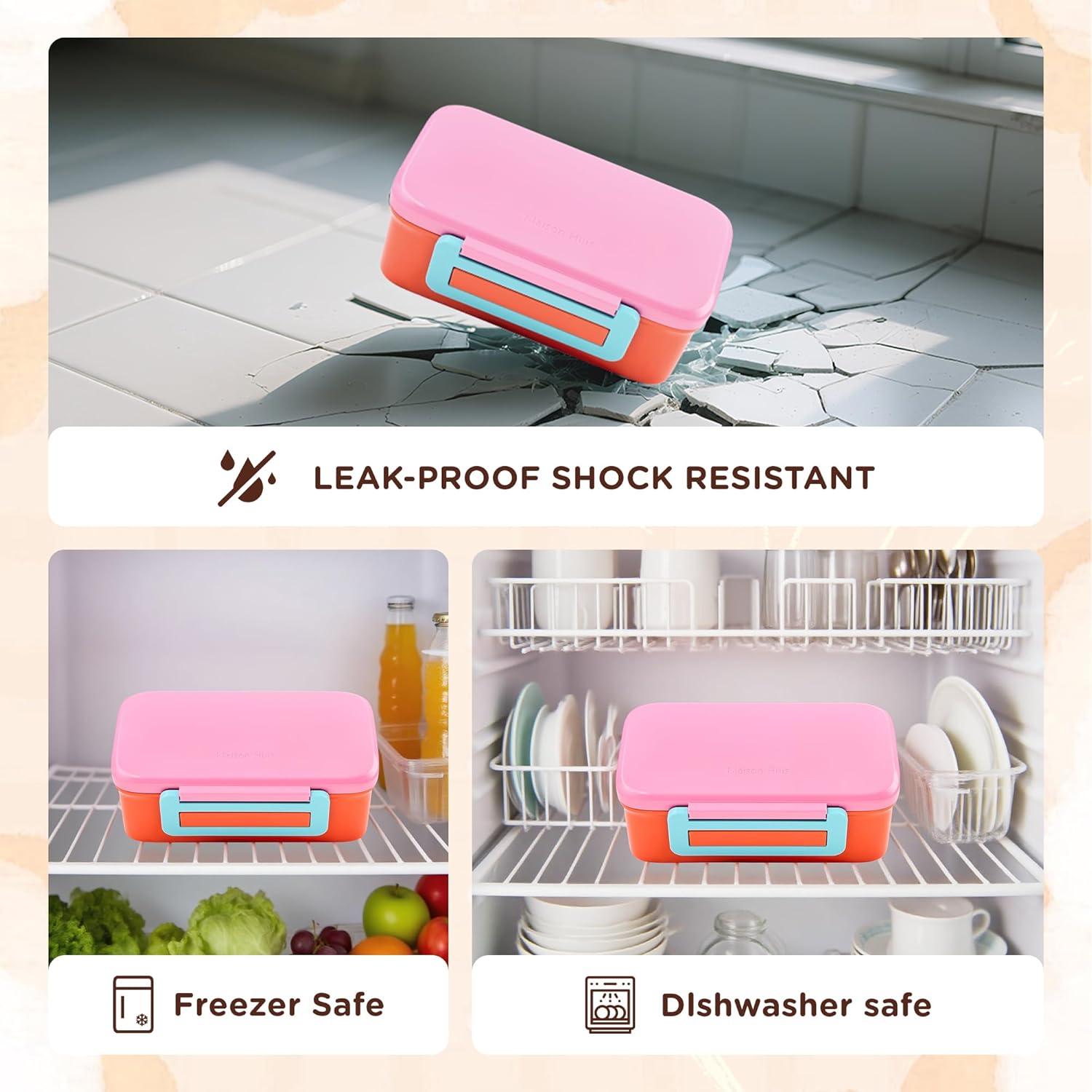 Caja de Almuerzo Bento JXXM Rosa con Termo 0.23L y Bolsa