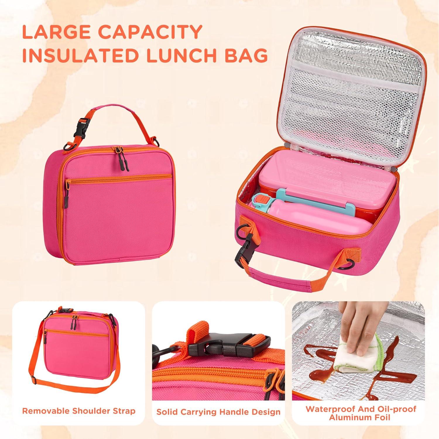 Caja de Almuerzo Bento JXXM Rosa con Termo 0.23L y Bolsa