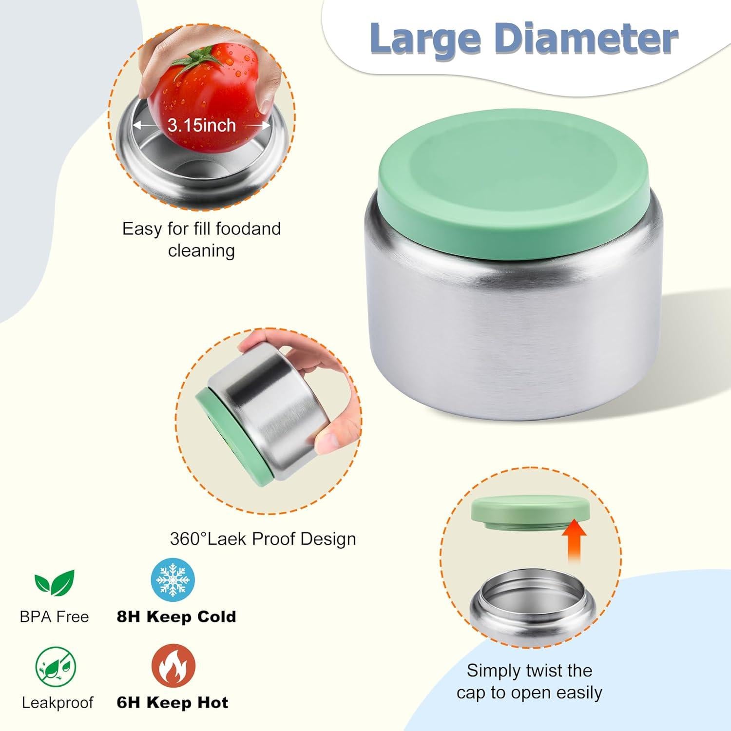 Set Caja de Almuerzo Bento Niños MAISON HUIS 6 Piezas Verde