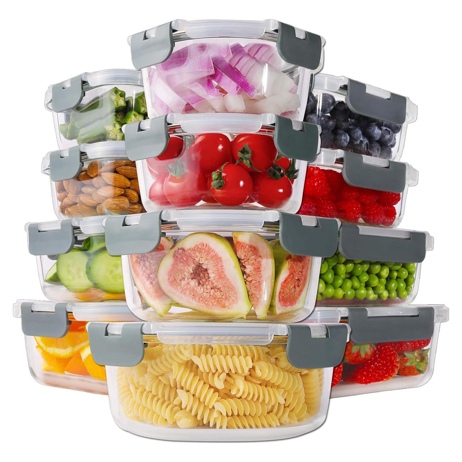 HOMBERKING 24 Piezas Contenedores de Almacenamiento Vidrio 1040ml