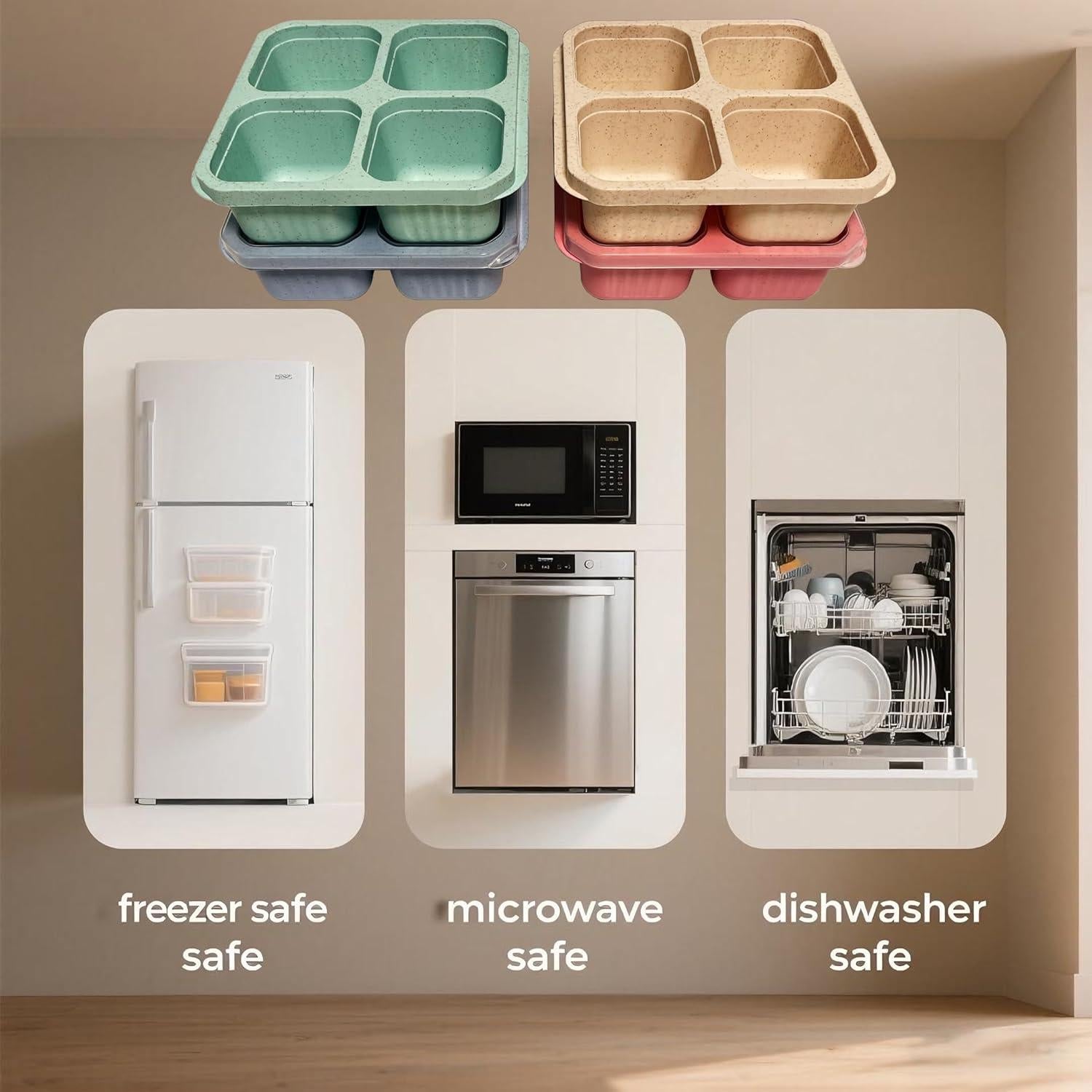 Juego de 4 Contenedores Reutilizables Greafotec 0.68kg