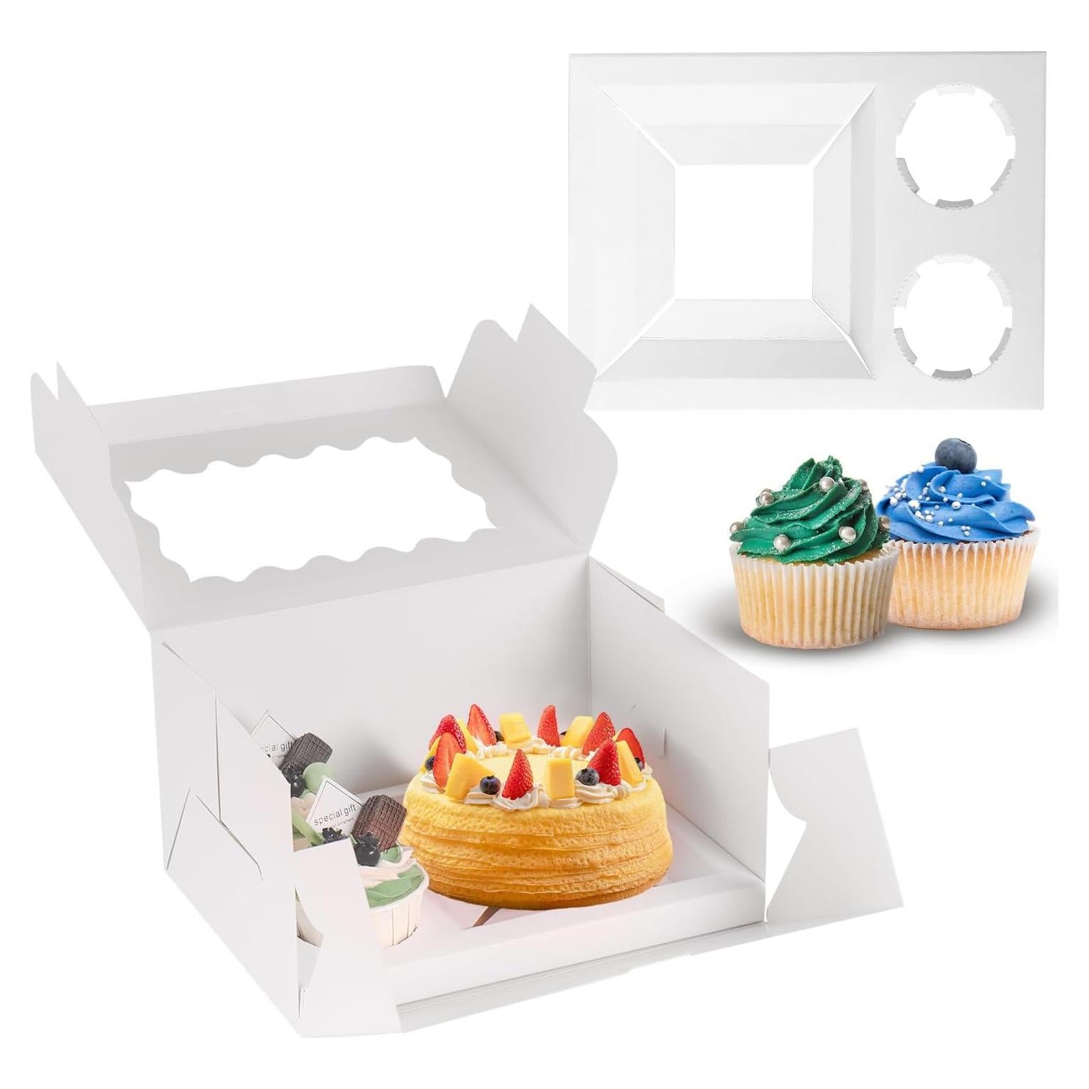 Cajas de Bento para Pastel y Cupcake JCD - 8 Paquetes con Ventana