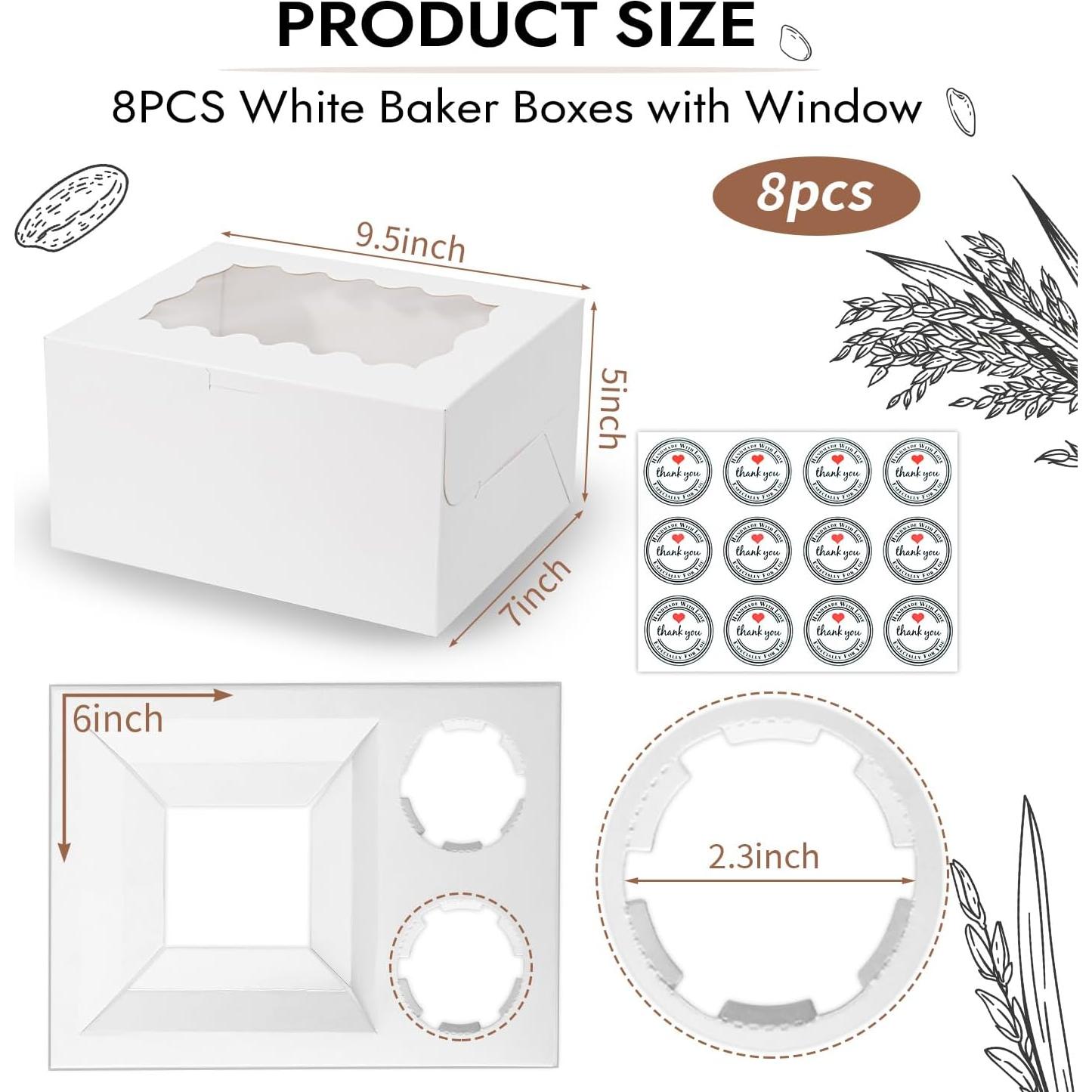 Cajas de Bento para Pastel y Cupcake JCD - 8 Paquetes con Ventana