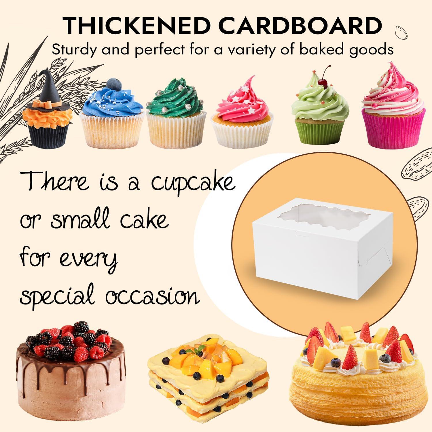 Cajas de Bento para Pastel y Cupcake JCD - 8 Paquetes con Ventana