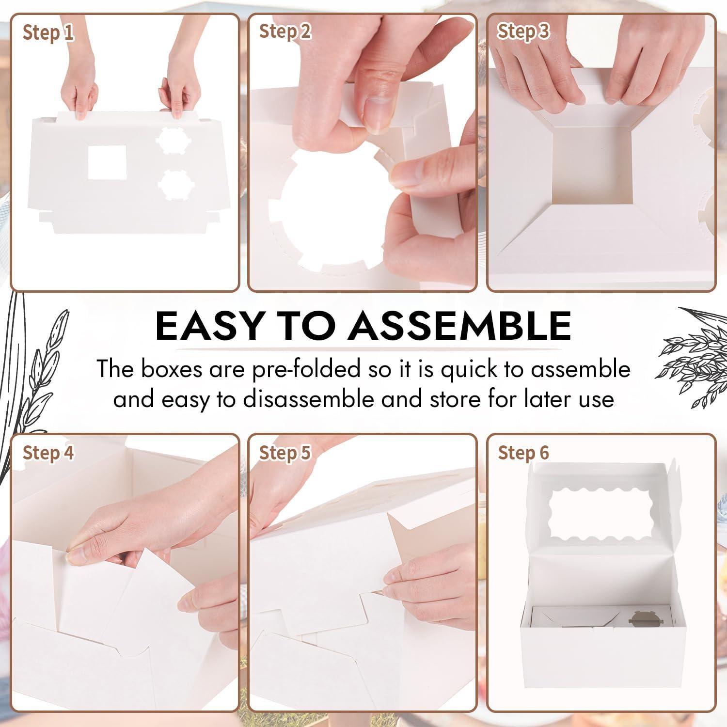 Cajas de Bento para Pastel y Cupcake JCD - 8 Paquetes con Ventana