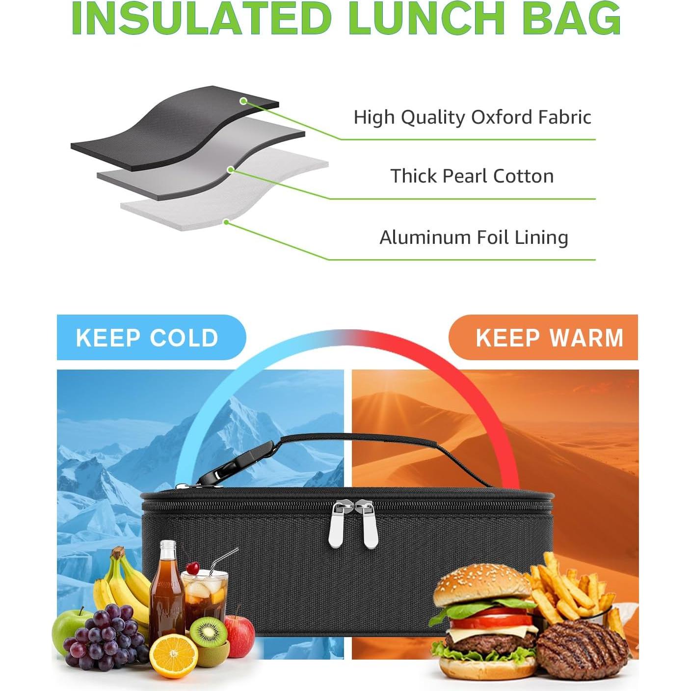 Bolsa de Almuerzo Térmica Neverwhy Negra 5L Compacta y Portátil