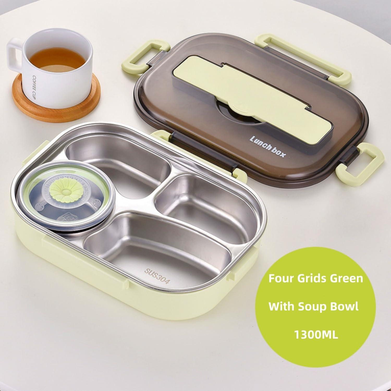 Caja de Almuerzo Aislada YWHWXB 1.5L Verde 4 Compartimentos