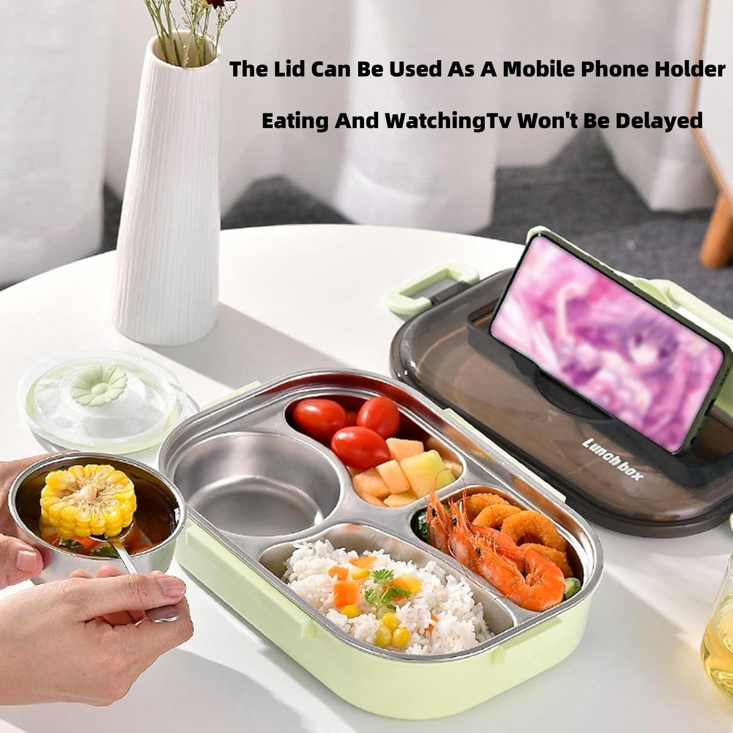 Caja de Almuerzo Aislada YWHWXB 1.5L Verde 4 Compartimentos