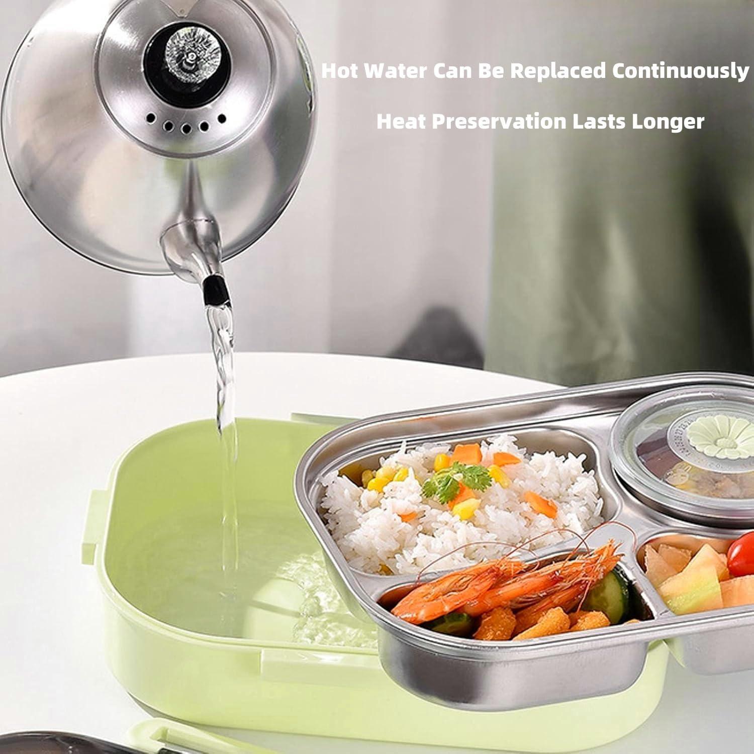 Caja de Almuerzo Aislada YWHWXB 1.5L Verde 4 Compartimentos