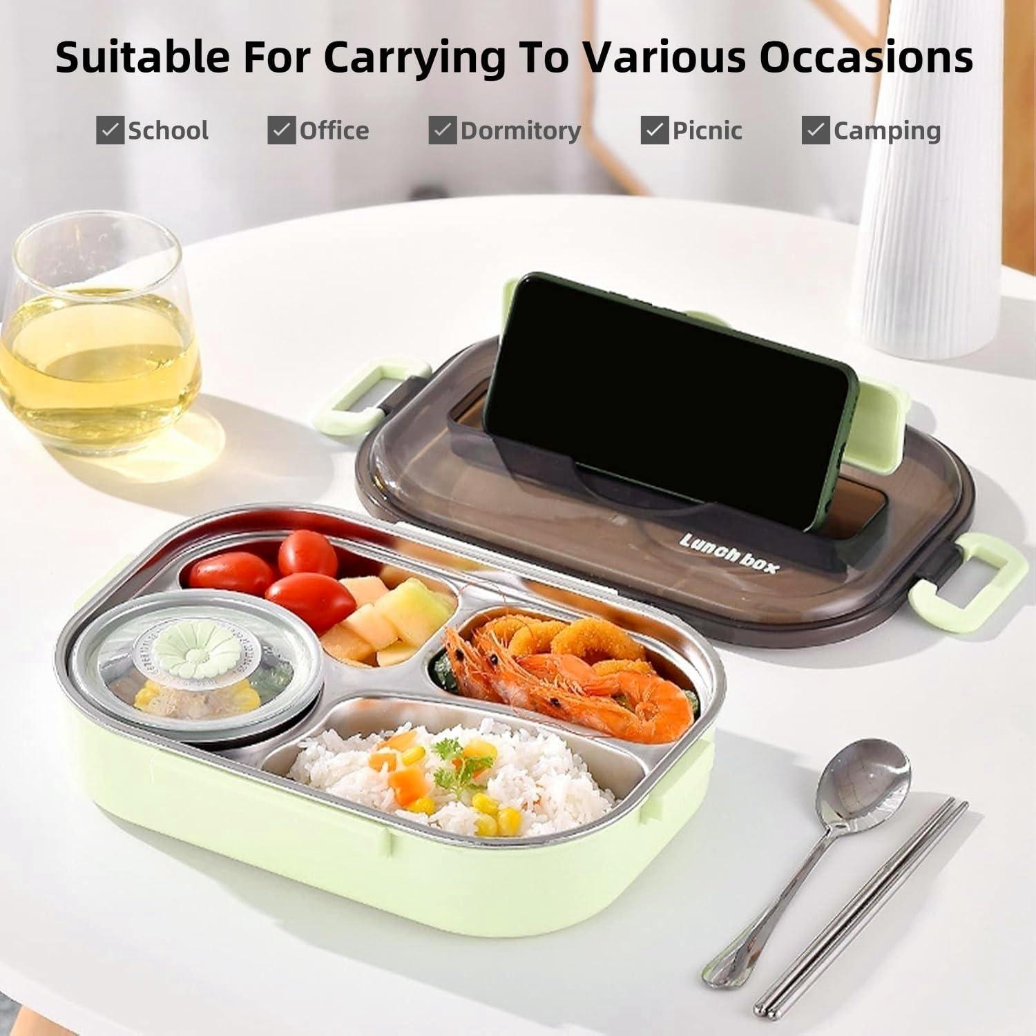 Caja de Almuerzo Aislada YWHWXB 1.5L Verde 4 Compartimentos