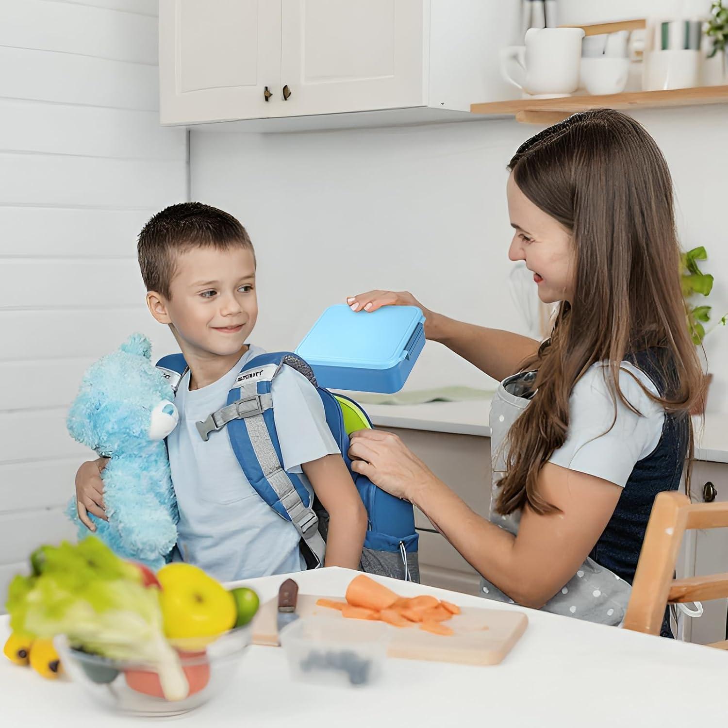 Caja de Almuerzo Bento Geltais Azul con Termo 0.5L y Cubiertos