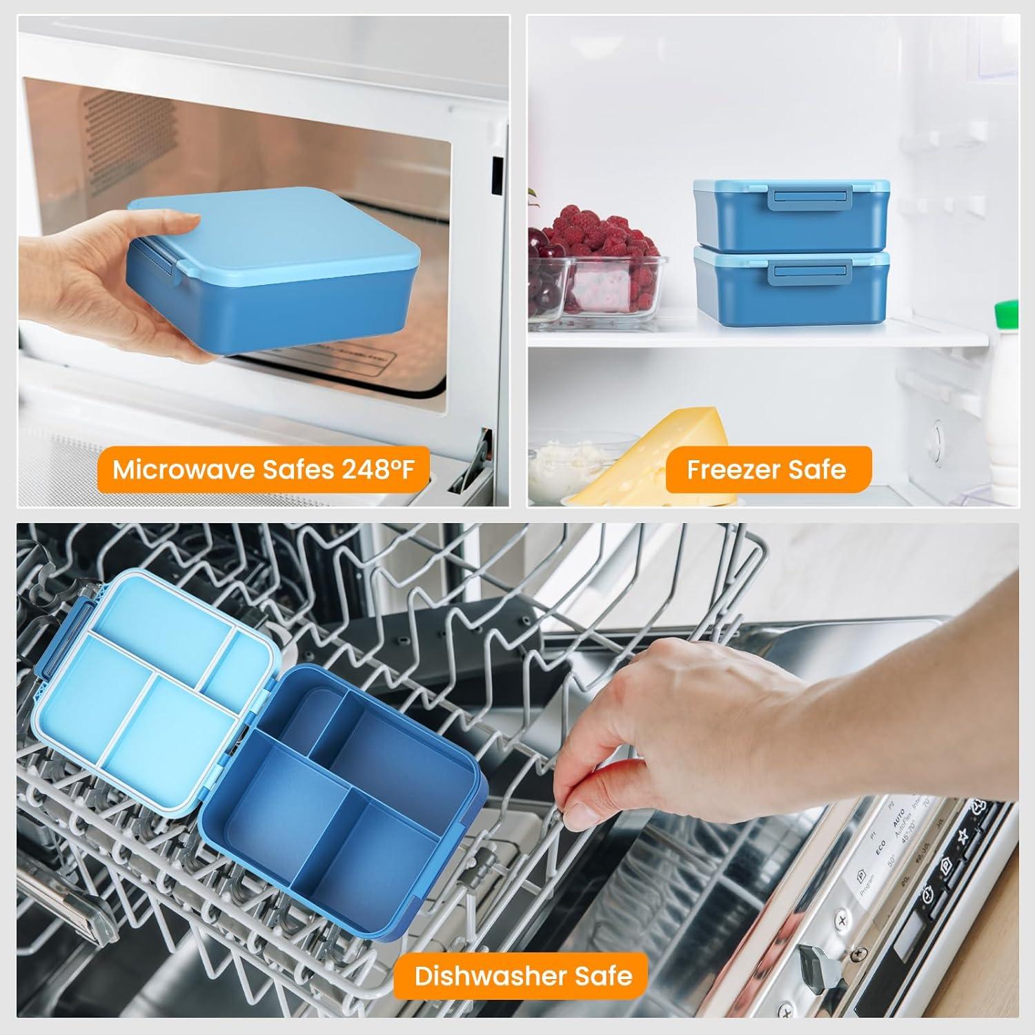 Caja de Almuerzo Bento Geltais Azul con Termo 0.5L y Cubiertos