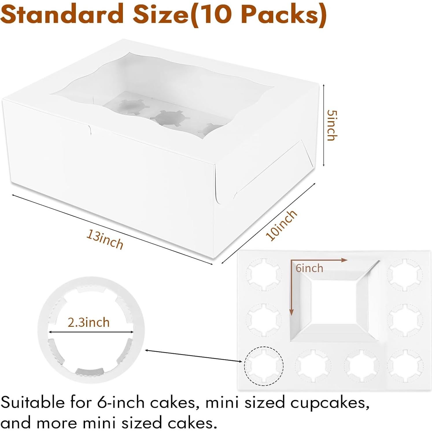 Caja de Pastel y 8 Cupcakes CHENZEM - 10 Paquete Blanco