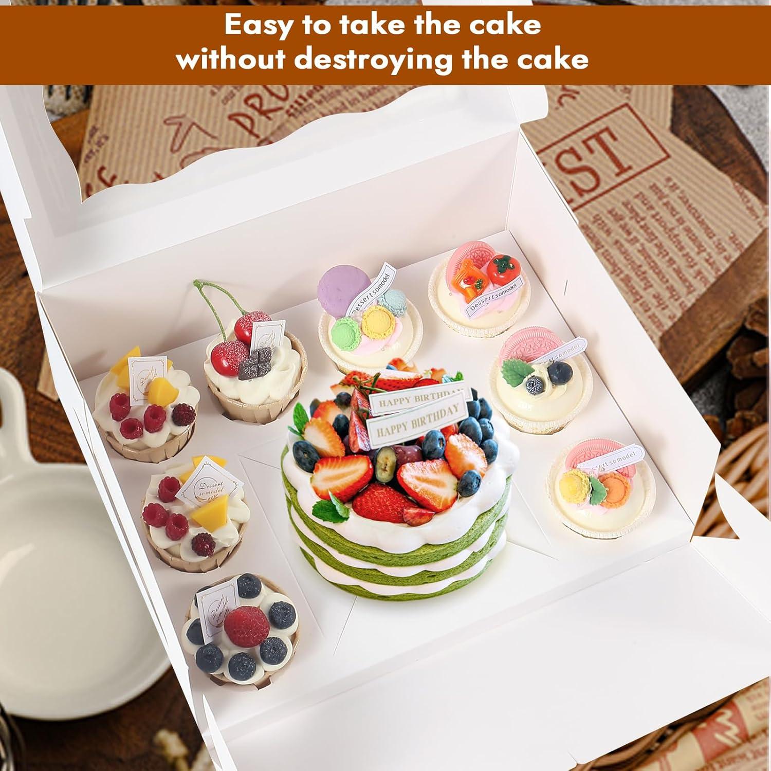 Caja de Pastel y 8 Cupcakes CHENZEM - 10 Paquete Blanco