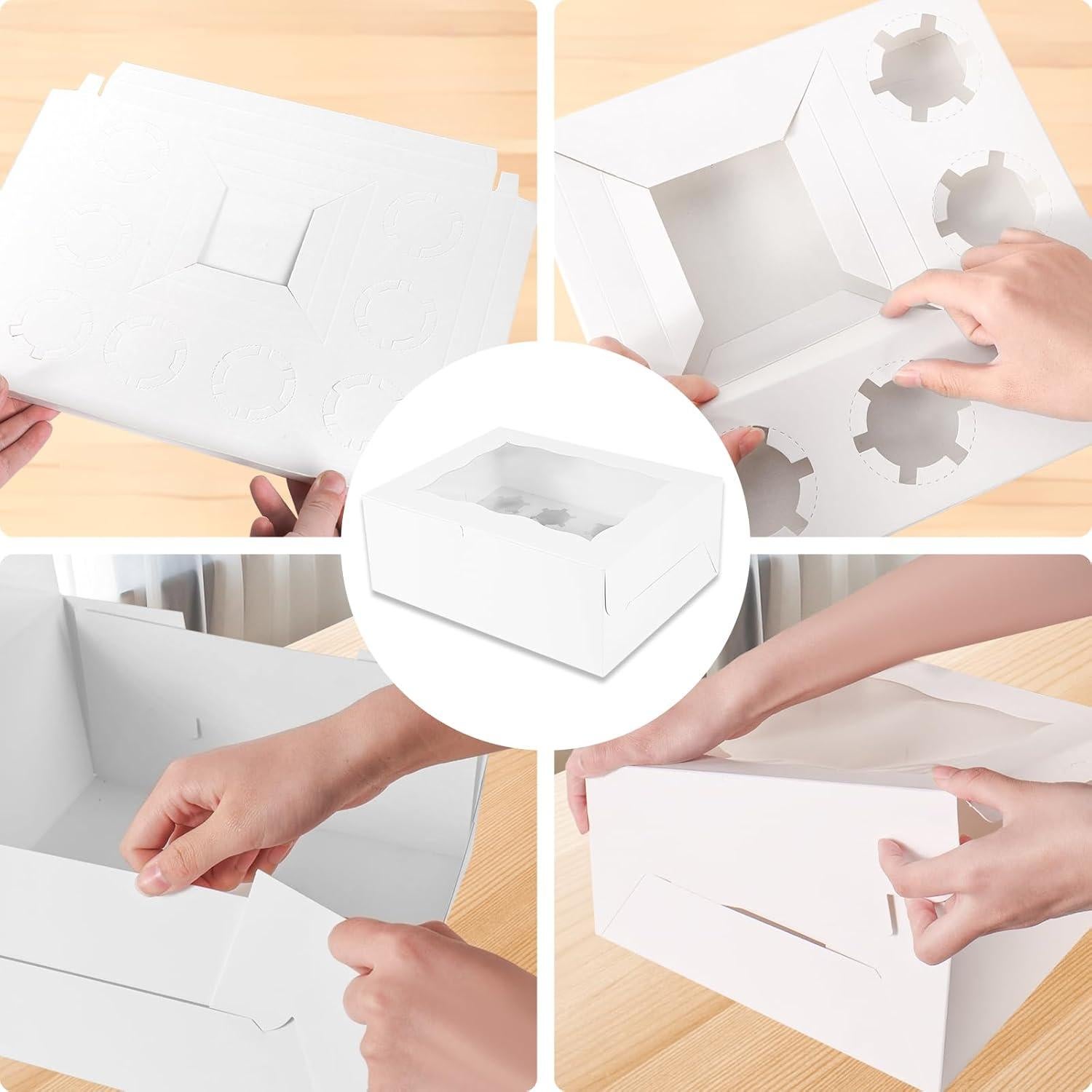 Caja de Pastel y 8 Cupcakes CHENZEM - 10 Paquete Blanco