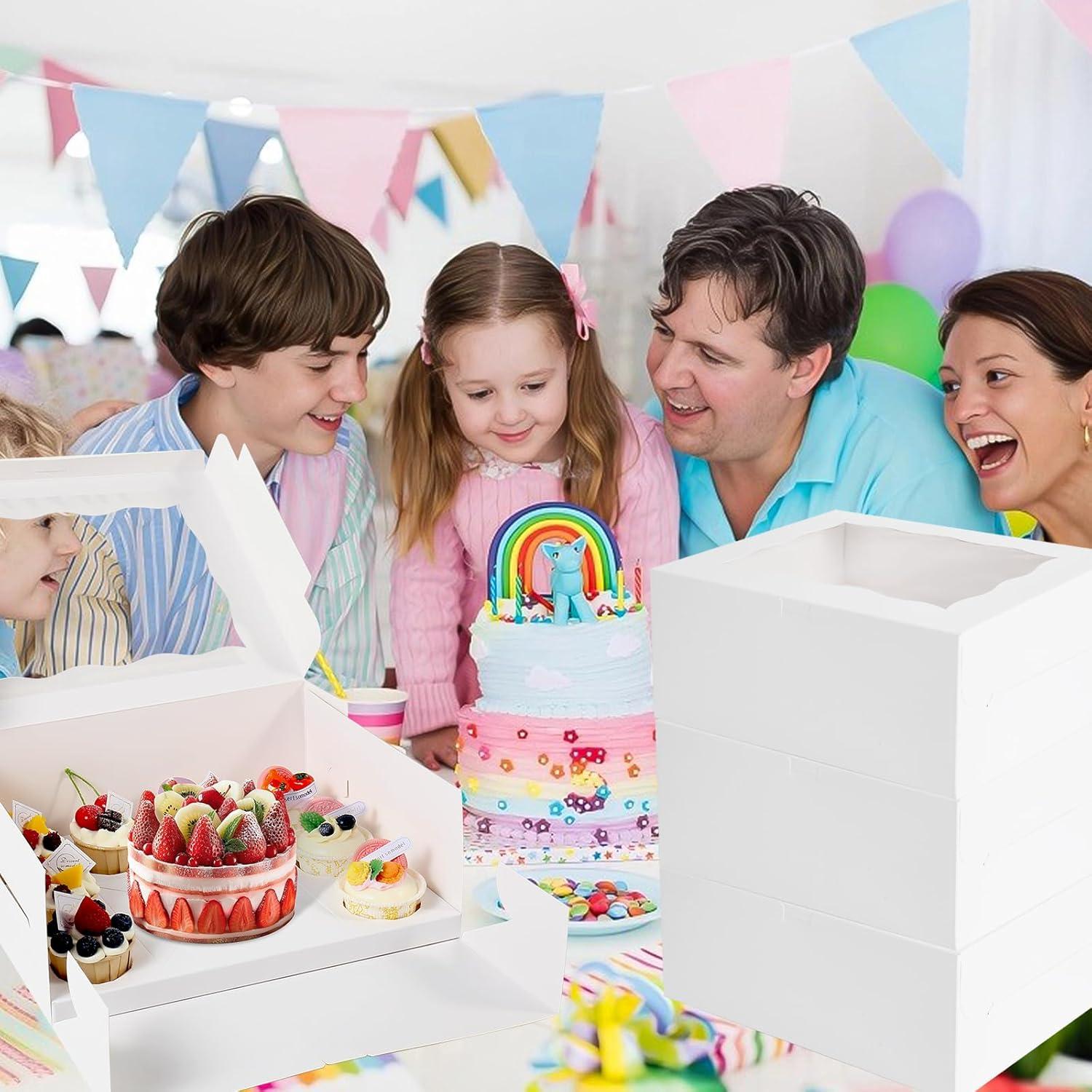 Caja de Pastel y 8 Cupcakes CHENZEM - 10 Paquete Blanco