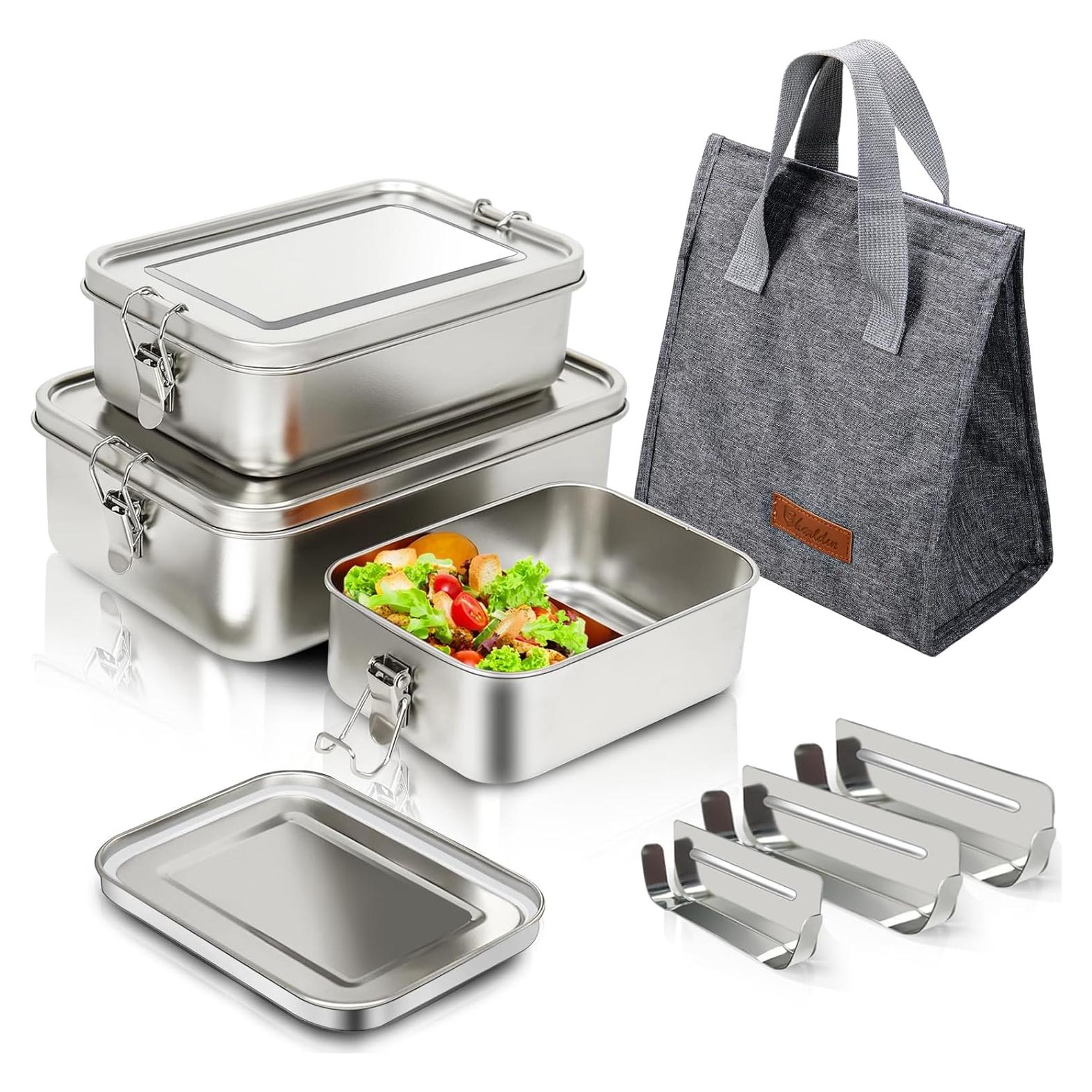 Caja Bento Acero Inoxidable 304 3 Piezas 2400ml 1400ml 850ml