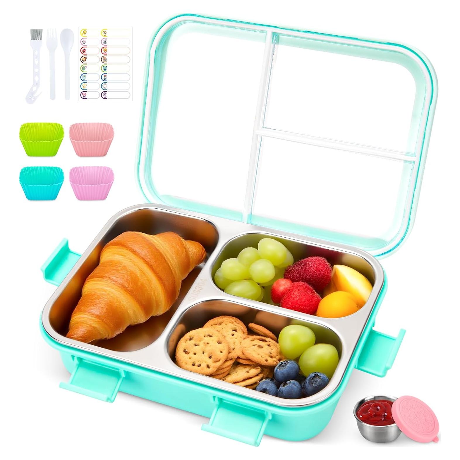 Caja Bento Acero Inoxidable Erreloda 3 Compartimentos Azul